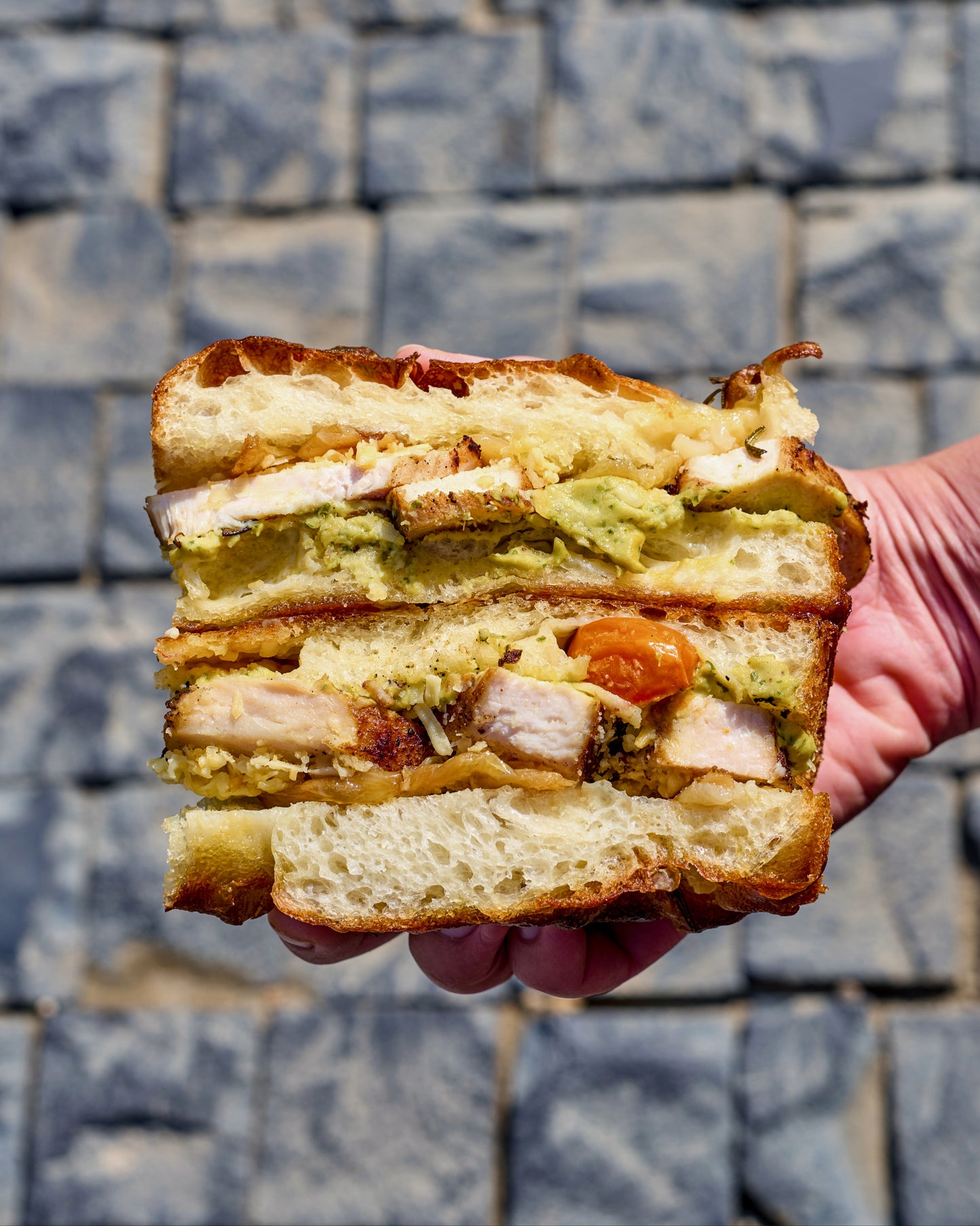 Grilled Chicken Coriander Hummus Focaccia