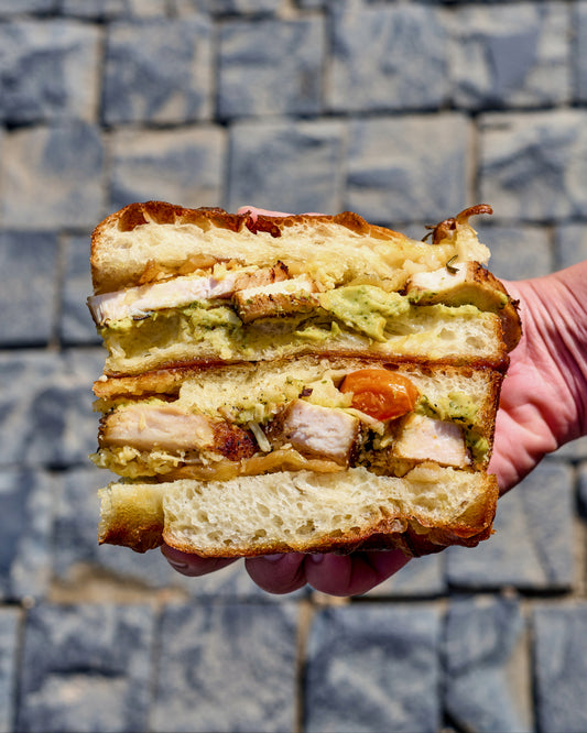 Grilled Chicken Coriander Hummus Focaccia